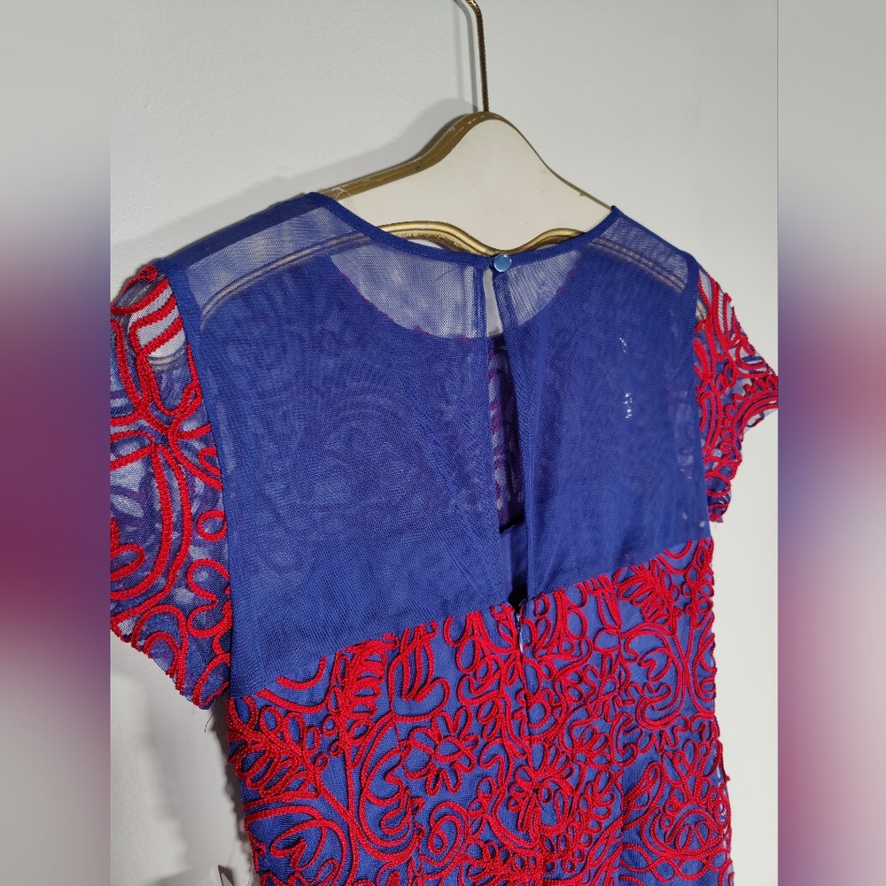 NWT JS Collection Blue and Red Midi Dress Size 8 - Picture 6 of 8